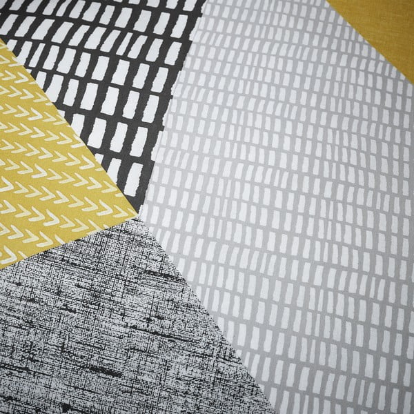 Žluto-šedé povlečení na jednolůžko 135x200 cm Larsson Geo – Catherine Lansfield-image-4