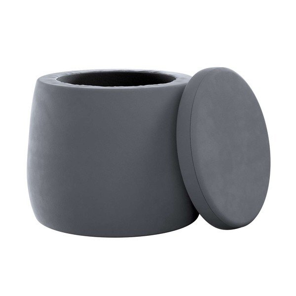 Šedý sametový dětský puf Posh Velvet – Yellow Tipi-image-1