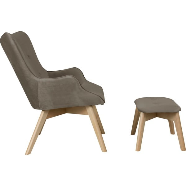 Světle hnědé sametové křeslo s podnožkou Niko – Ropez-image-3