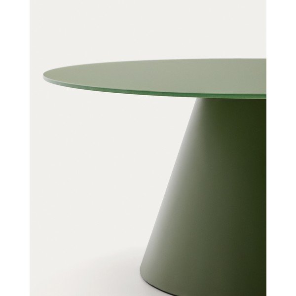 Zelený kulatý konferenční stolek se skleněnou deskou ø 80 cm Wilshire – Kave Home-image-2
