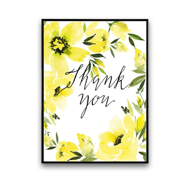 Plakát se žlutými květinami Thank You, 30 x 40 cm