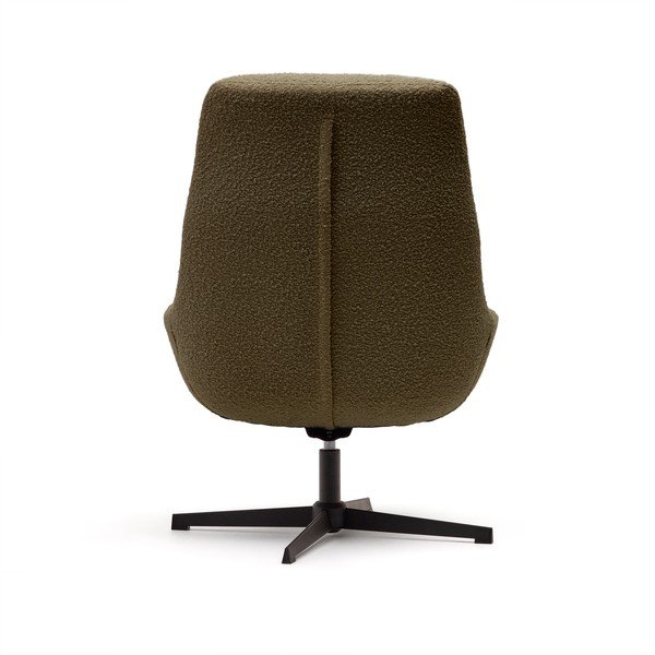 Tmavě zelené křeslo z textilie bouclé Celida – Kave Home-image-3