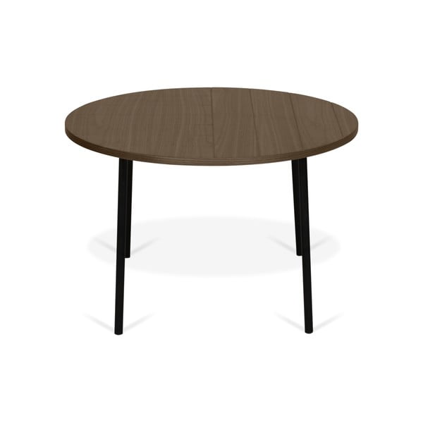 Konferenční stolek v dekoru ořechového dřeva s černými nohami TemaHome Ply, ø 70 cm