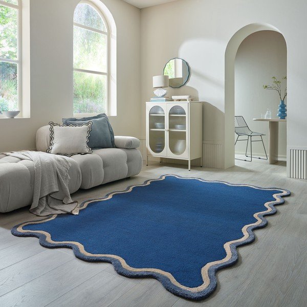 Tmavě modrý ručně tkaný koberec s příměsí vlny 160x230 cm Rivo Wool – Flair Rugs-image-1
