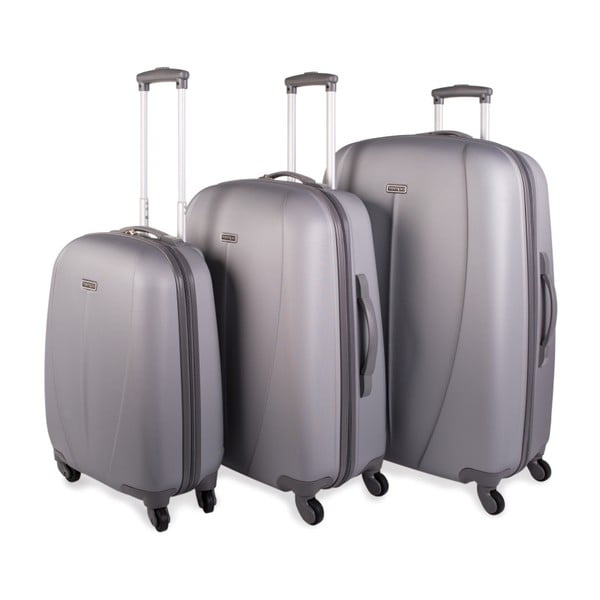Sada 3 světle šedých cestovních kufrů na kolečkách Arsamar Wright