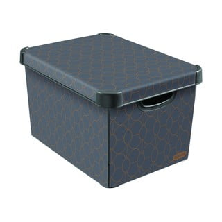 Tmavě šedý úložný box s víkem Curver Art Deco, 22 l