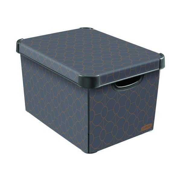 Tmavě šedý úložný box s víkem Curver Art Deco, 22 l