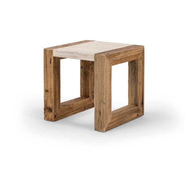 Dřevěný konferenční stolek se světlou deskou Antique Wood, 42 x 42 cm