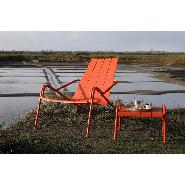 Oranžové kovové zahradní křeslo Fleole – Ezeis-image-1