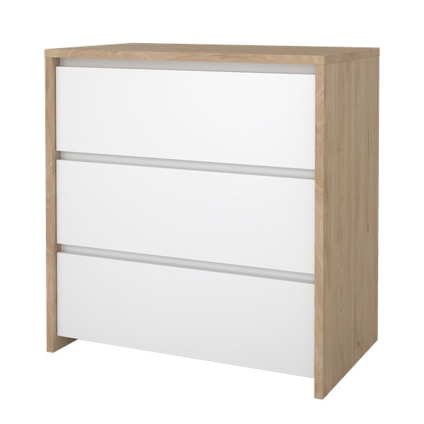 Bílá/v přírodní barvě komoda v dekoru dubu 80x84x48 cm Next – Tvilum-image-3