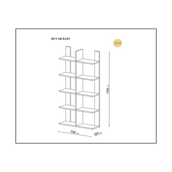 Bílá přírodní knihovna v dekoru borovice 75x150 cm Era – Gauge Concept-image-2