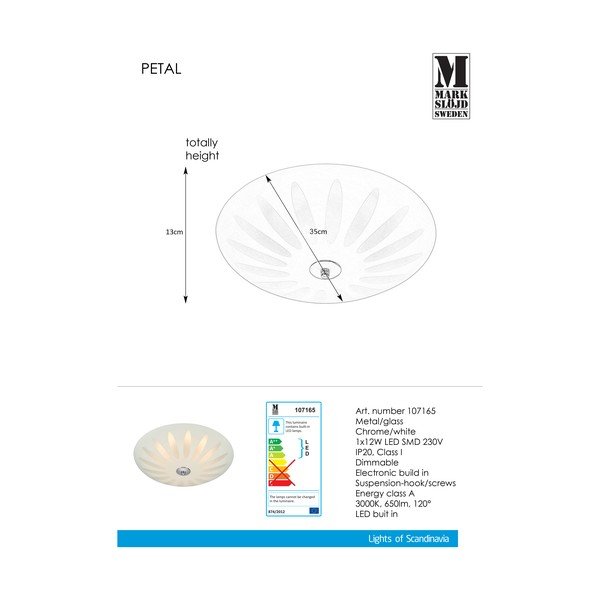 Bílé stropní LED svítidlo Markslöjd Petal, ø 35 cm-image-1