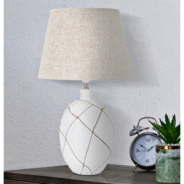 Stolní lampa s textilním stínidlem v bílo-krémové barvě (výška 60 cm) Lines – Mauro Ferretti-image-1