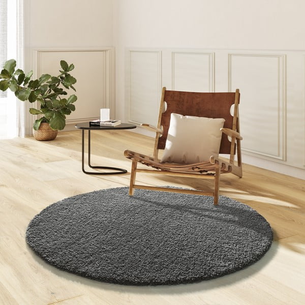 Antracitový kulatý koberec ø 130 cm Norge – Universal-image-1