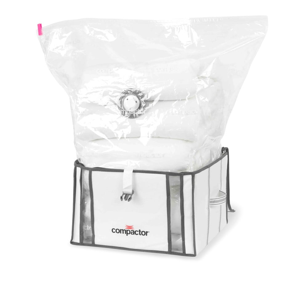Sada 2 bílých úložných boxů s vakuovým obalem Compactor Life 3D Vacuum Bag, 40 x 25 cm
