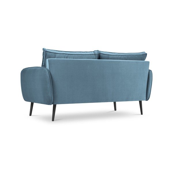 Světle modrá sametová pohovka s černými nohami Kooko Home Lento, 158 cm-image-3