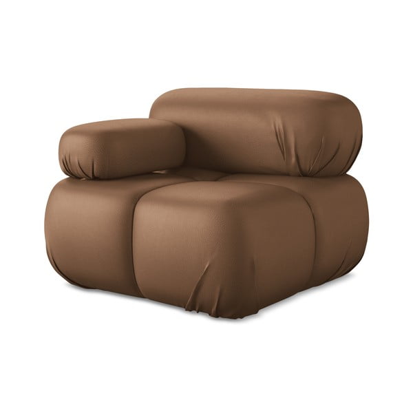 Hnědý modul pohovky z imitace kůže (levý roh) Lokua – Makamii-image-2