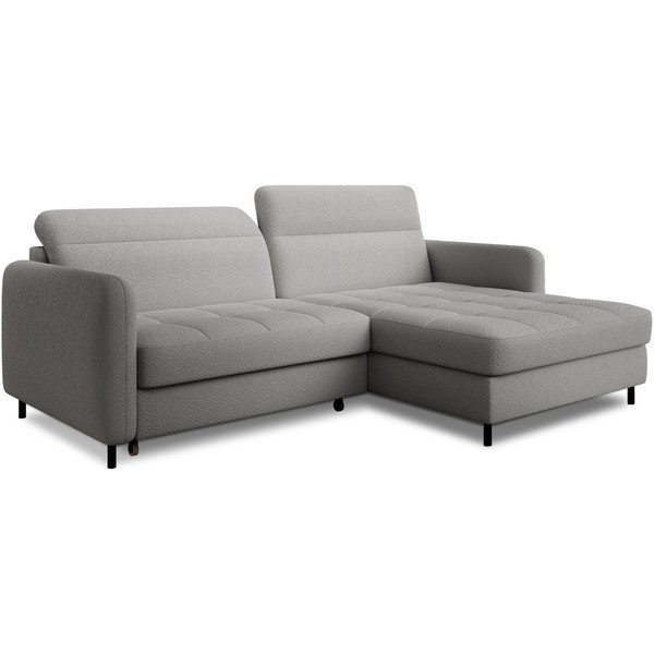 Šedá rozkládací/s úložným prostorem rohová pohovka z textilie bouclé (pravý roh/s lenoškou) Gomsi – ELTAP-image-2