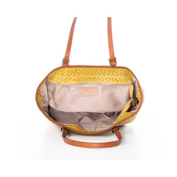 Hořčicová kabelka z pravé kůže Federica Bassi Puro-image-4