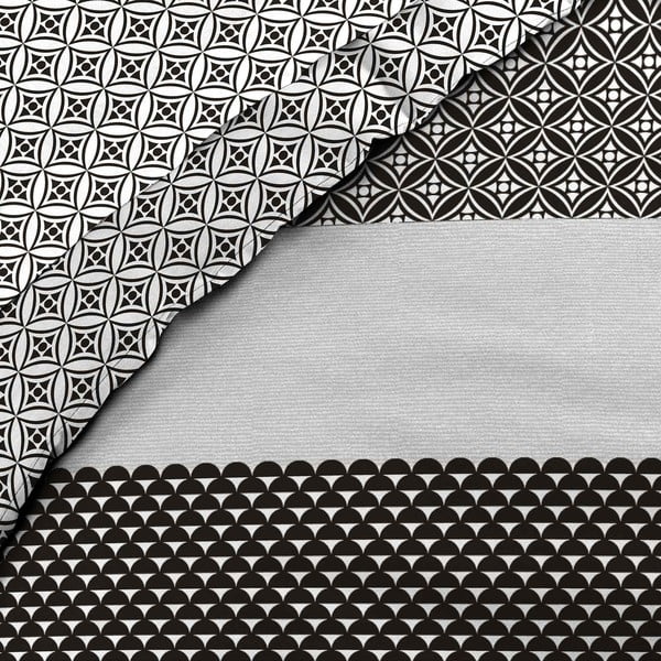Černobílé bavlněné povlečení na dvoulůžko/prodloužené s prostěradlem/6dílné 240x220 cm Meiko – douceur d'intérieur-image-2
