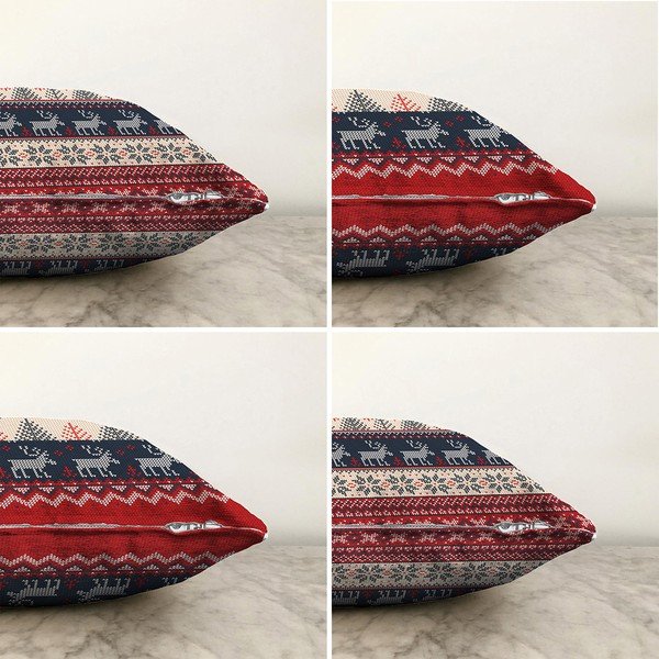 Sada 4 vánočních žinylkových povlaků na polštář Minimalist Cushion Covers Blue Nordic, 55 x 55 cm-image-1