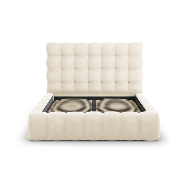 Béžová čalouněná dvoulůžková postel s úložným prostorem s roštem 140x200 cm Bali – Cosmopolitan Design-image-2
