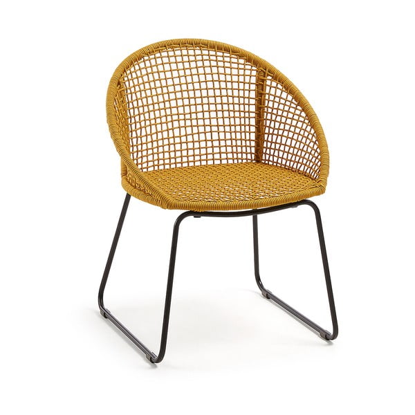 Hořčicově žlutá zahradní židle s ocelovou konstrukcí Kave Home Sandrine