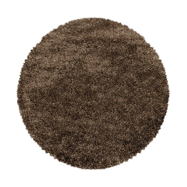 Tmavě hnědý kulatý koberec ø 160 cm Fluffy – Ayyildiz Carpets