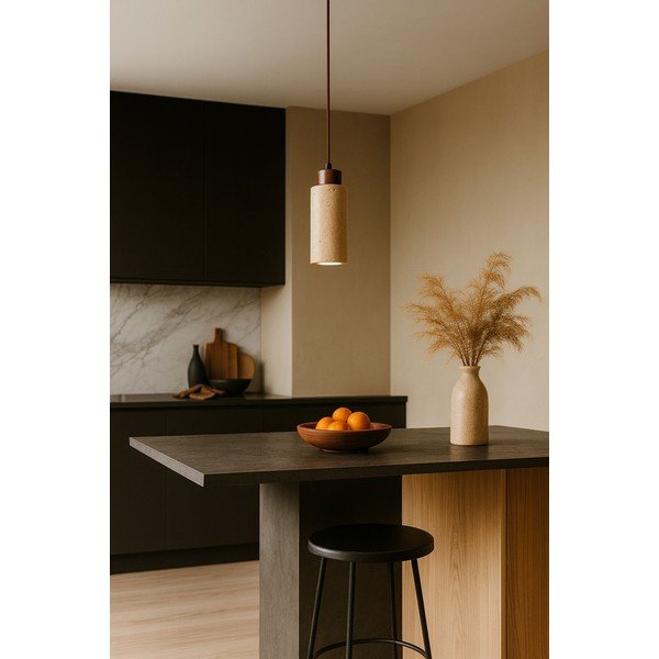 Béžové závěsné svítidlo s kamenným stínidlem ø 6,5 cm Selma – Opviq lights-image-1