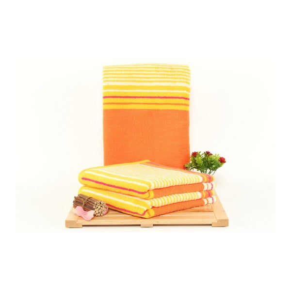 Sada 3 žluto-oranžových osušek Mira Sunny, 50 x 100 cm