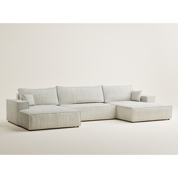 Krémová žinylková rozkládací/s úložným prostorem rohová pohovka (do "U") Kyoto – Maison de Rêve-image-2