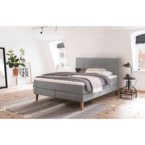 Světle šedá boxspring postel 160x200 cm Stockholm – Meise Möbel-image-1