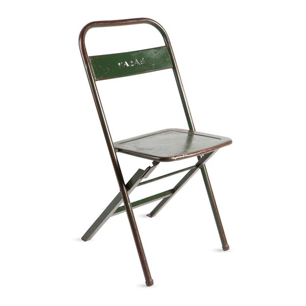 Zelená skládací ručně vyráběná židle z recyklovaného kovu RGE Mash