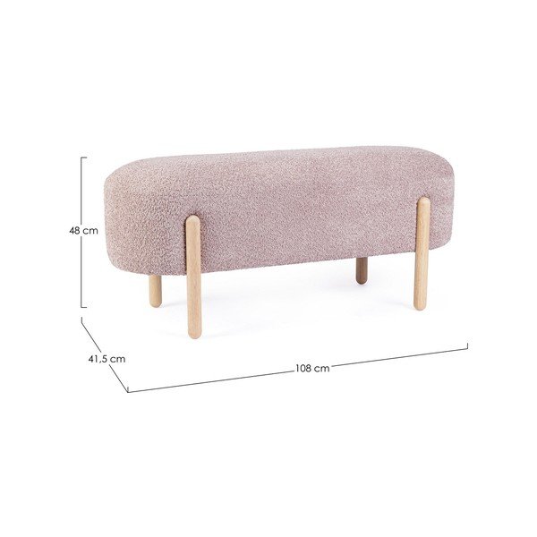 Růžová polstrovaná lavice z textilie bouclé Dayla – Bizzotto-image-4