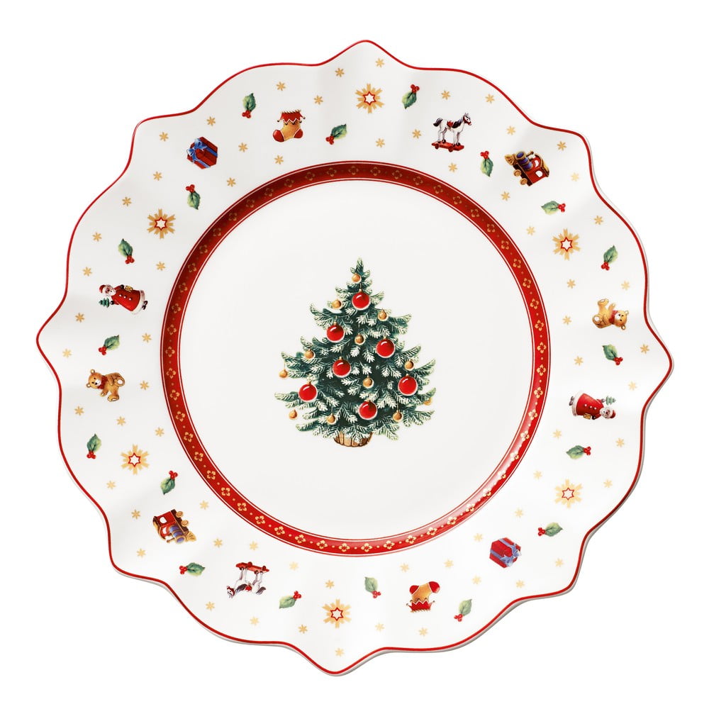 Bílo-červený porcelánový vánoční talíř Toy's Delight Villeroy&Boch, ø 24 cm