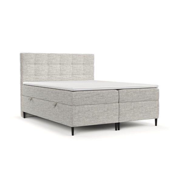 Světle šedá boxspring postel s úložným prostorem 200x200 cm Urbaneo – Maison de Rêve