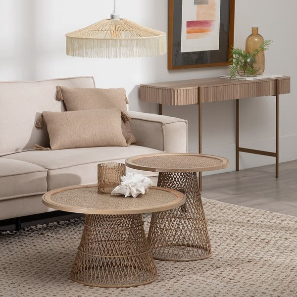 Ratanový kulatý odkládací stolek ø 55 cm – Ixia-image-1