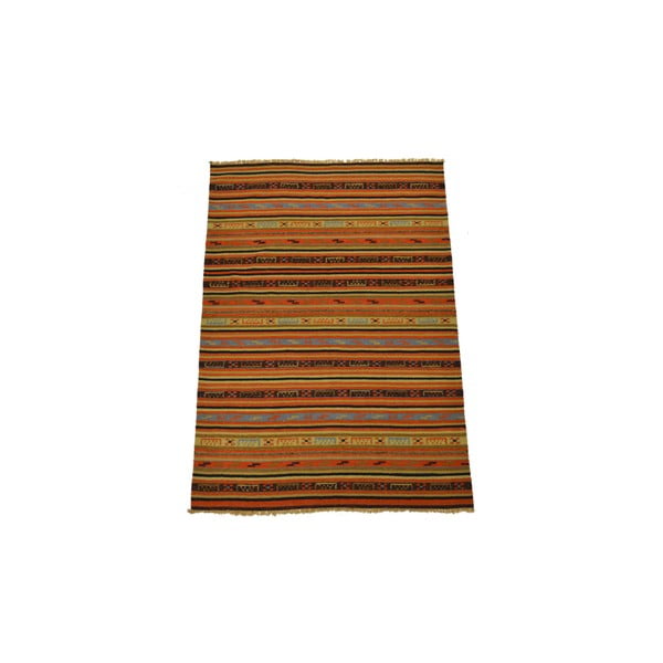 Ručně tkaný koberec Orange Brown Lines, 140x200 cm