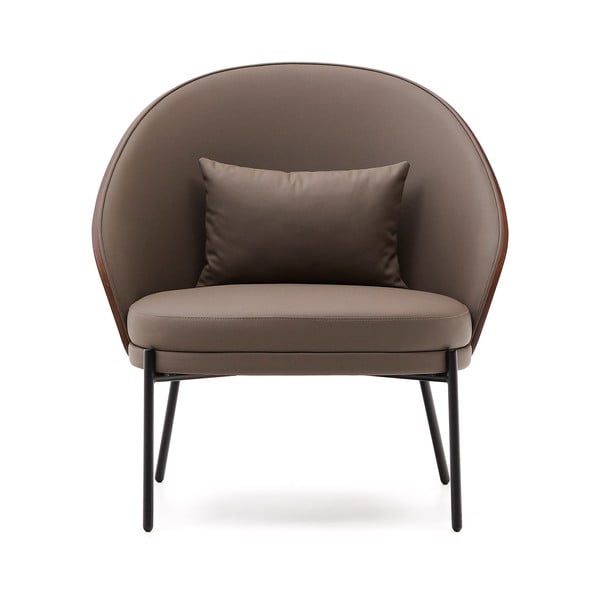 Hnědé křeslo z imitace kůže Eamy – Kave Home