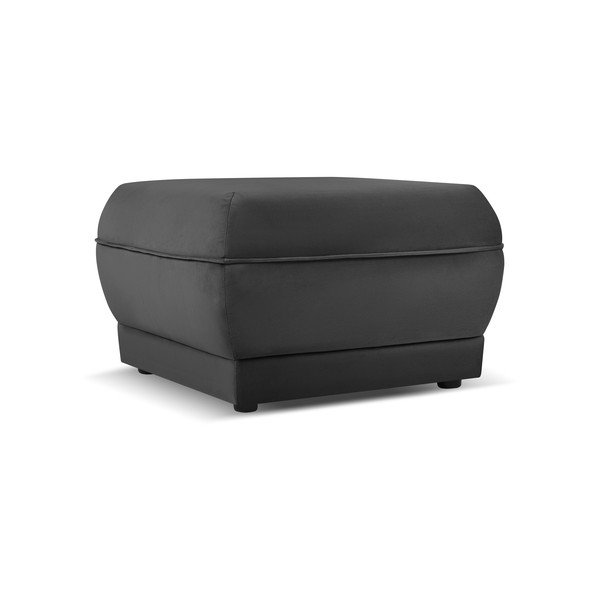 Tmavě šedý sametový taburet Lando – Micadoni Home-image-2