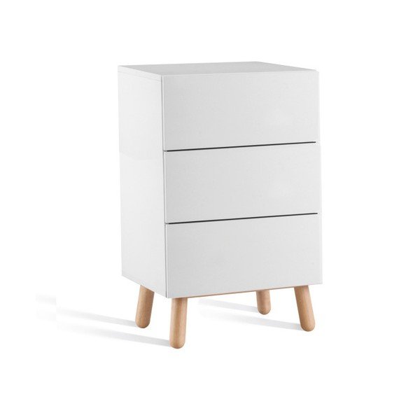 Bílá komoda se 3 zásuvkami Jitona Mamma, délka 60 cm
