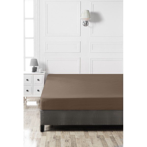 Hnědé napínací bavlněné prostěradlo 140x200 cm – Mijolnir-image-2