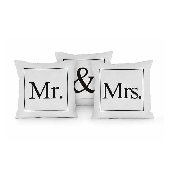 Sada 3 polštářů Really Nice Things Mr & Mrs, 45 x 45 cm