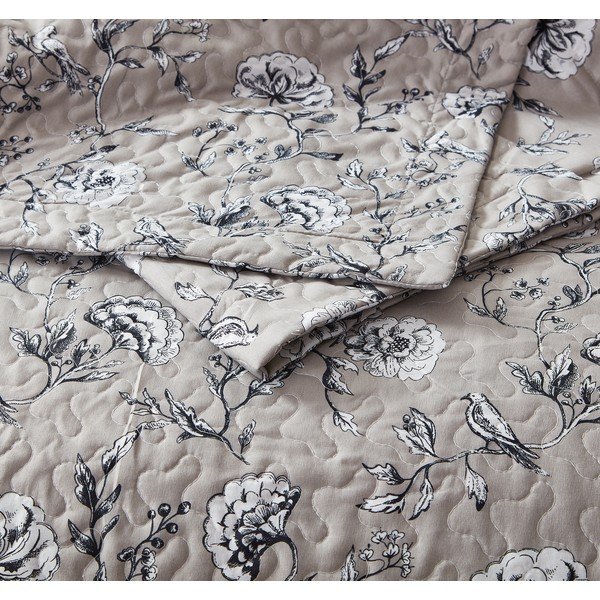 Hnědý přehoz z mikroperkálu se dvěma povlaky na polštář Sleeptime Classic Flower, 180 x 250 cm-image-3