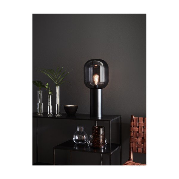 Šedá stolní lampa Markslöjd Brooklyn Smoke, ø 24 cm-image-1