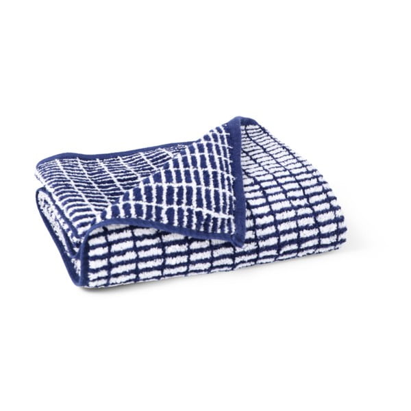 Bílý/modrý froté ručník s příměsí bambusu 50x100 cm Nuance – JUNA