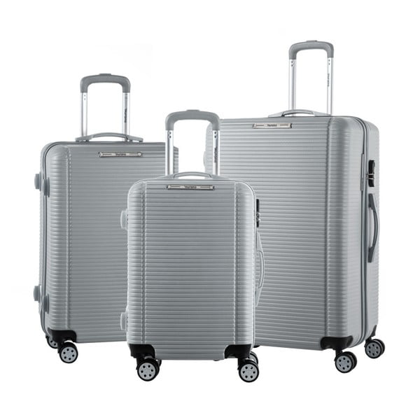 Sada 3 cestovních kufrů na kolečkách ve stříbrné barvě Murano Vivienne