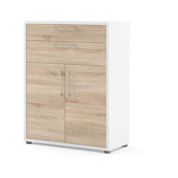 Bílá/v přírodní barvě modulární knihovna v dekoru dubu 89x113 cm Prima – Tvilum-image-1