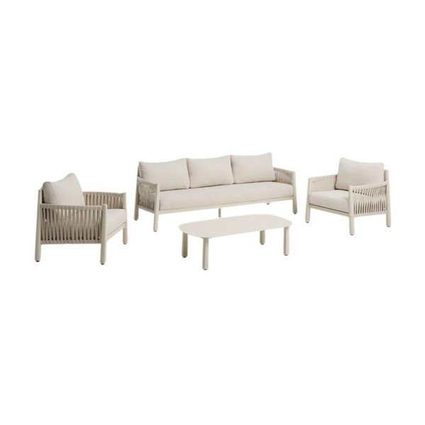 Béžový/krémový zahradní lounge set z masivu akácie pro 5 osob Aleria – Kave Home