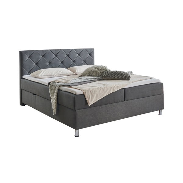 Tmavě šedá boxspring postel s úložným prostorem 180x200 cm Leo - Meise Möbel-image-3